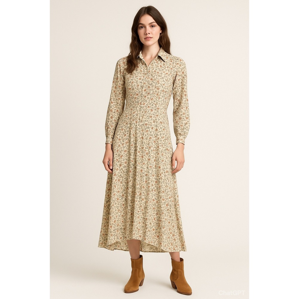 Vintage 1970's David Silverman London‎ Prairie Dress in XS Micro Flower Cottage